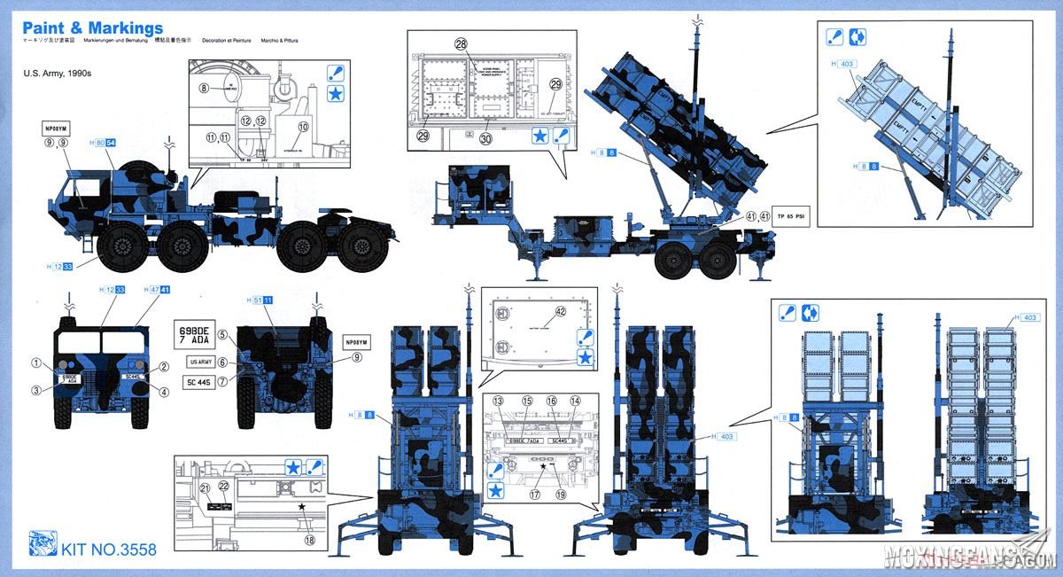 【威龙 3558】1/35美国mim-104b爱国者导弹pac-1连m983拖车板件图和